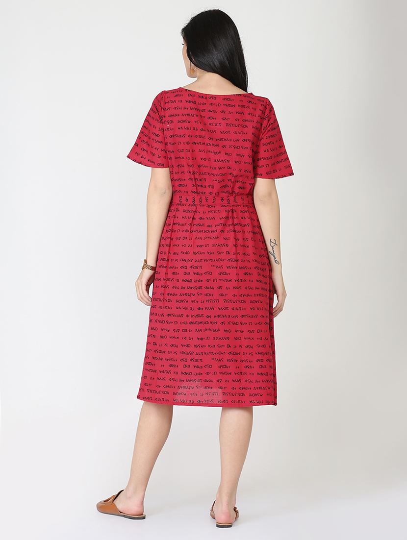 quirky text tie knot a-line dress - 16249405 - Zoom Image - 3