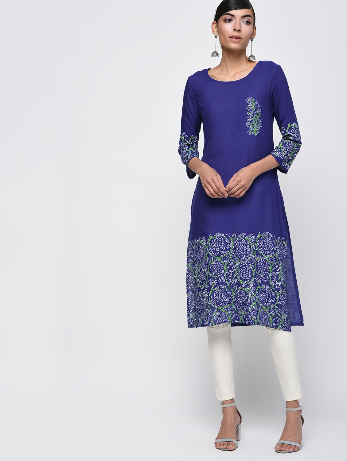 Block print straight kurta - 16249534 - Zoom Image - 1