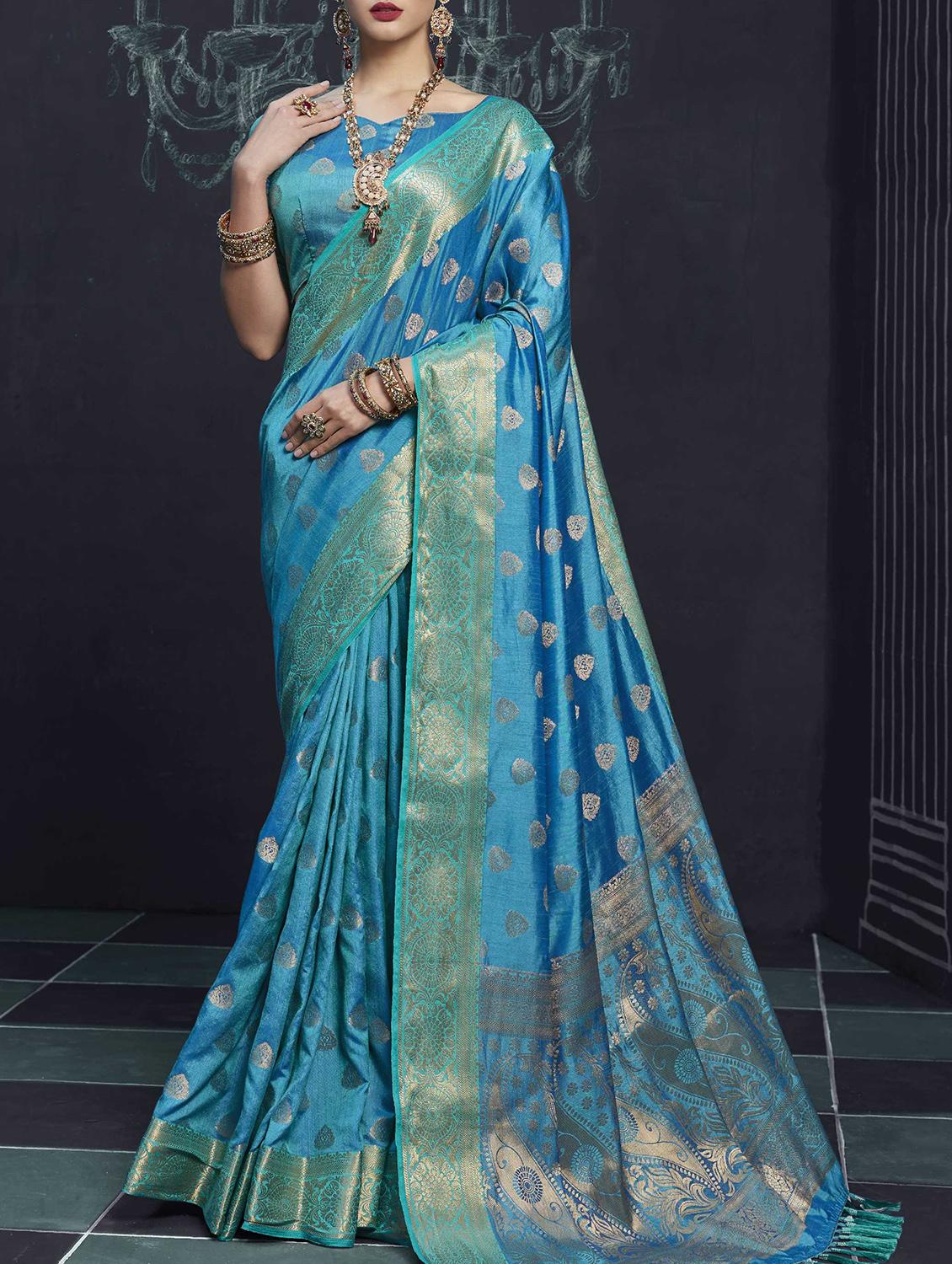 Self-design banarasi saree with blouse - 16249861 - Zoom Image - 1