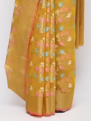 floral zari work saree with blouse - 16249886 - Standard Image - 3