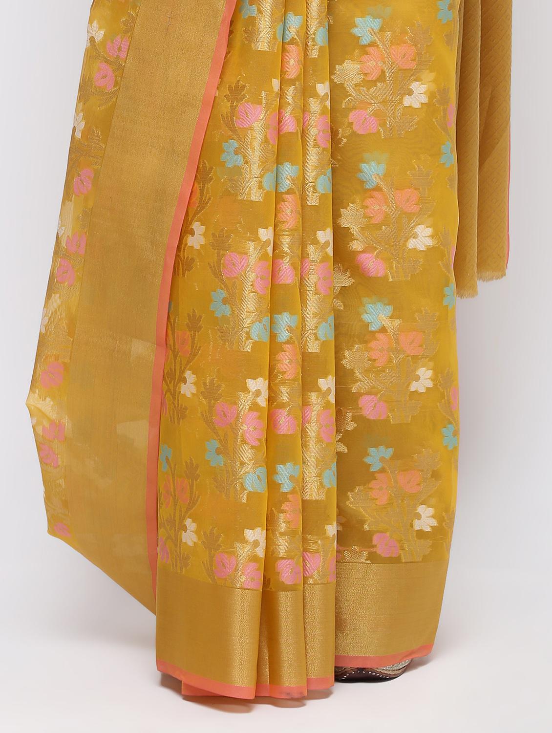 floral zari work saree with blouse - 16249886 - Zoom Image - 3