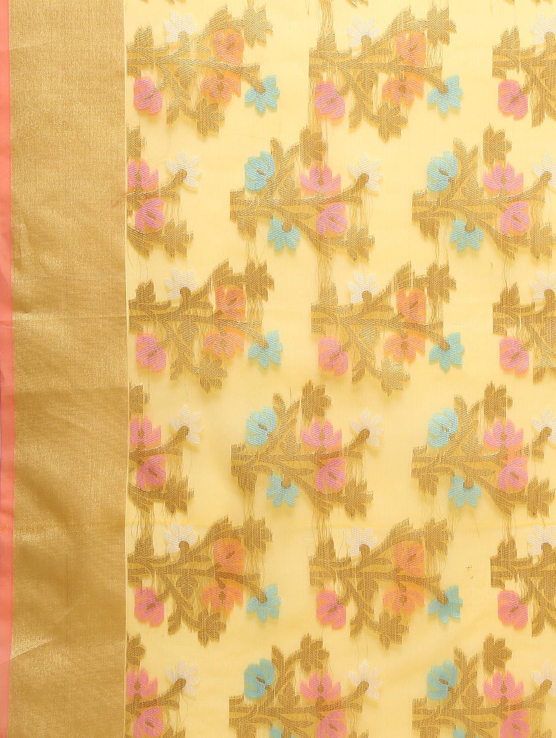 floral zari work saree with blouse - 16249886 - Zoom Image - 5