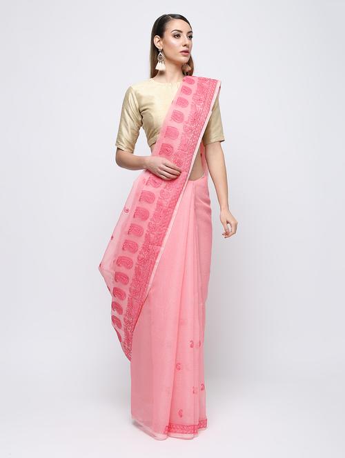 paisley chikankari saree with blouse - 16249891 - Standard Image - 1