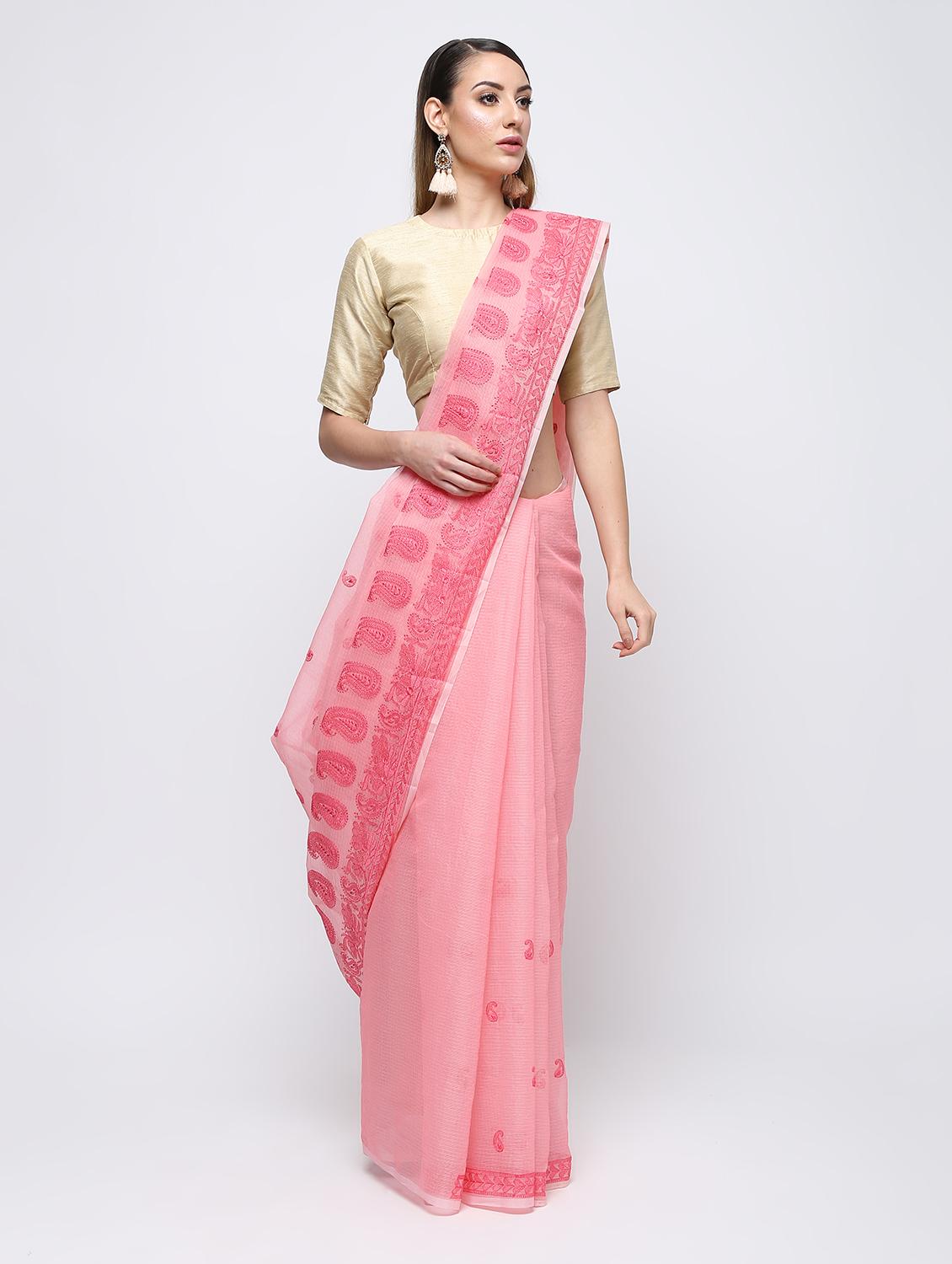 paisley chikankari saree with blouse - 16249891 - Zoom Image - 1