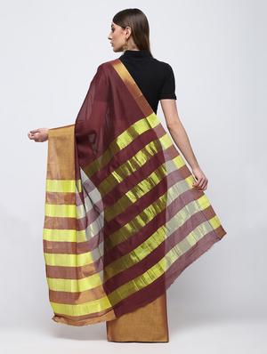 solid zari border saree with blouse - 16249897 - Standard Image - 2