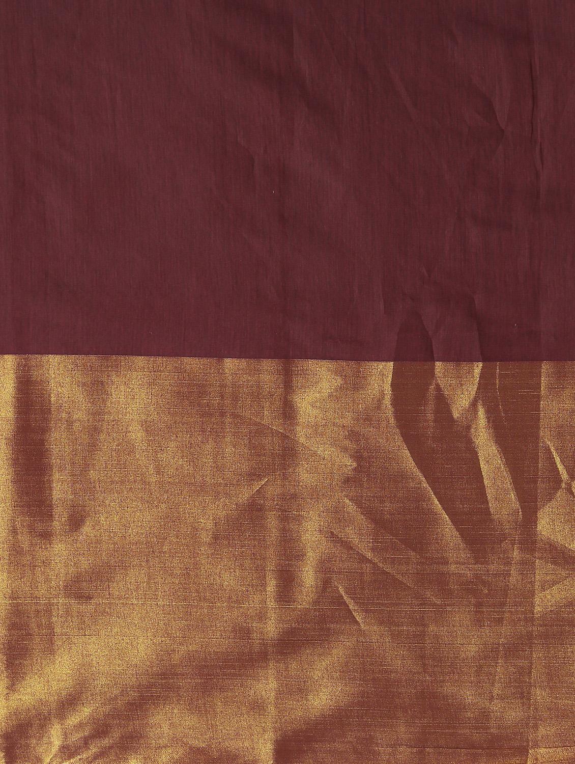 solid zari border saree with blouse - 16249897 - Zoom Image - 5