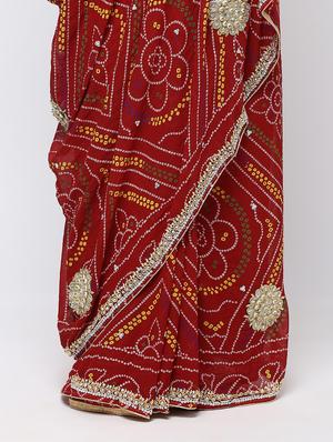gota patti bandhani saree with blouse - 16249909 - Standard Image - 3