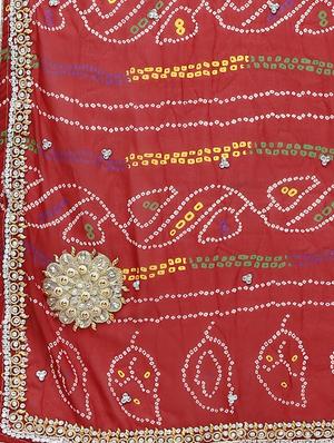 gota patti bandhani saree with blouse - 16249909 - Standard Image - 5