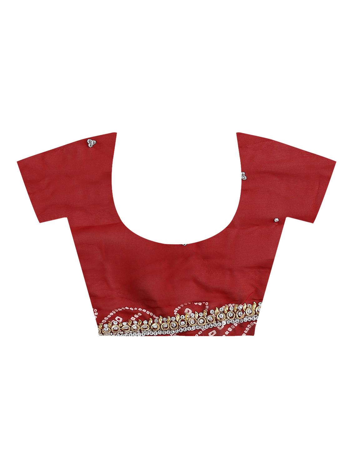gota patti bandhani saree with blouse - 16249909 - Zoom Image - 4