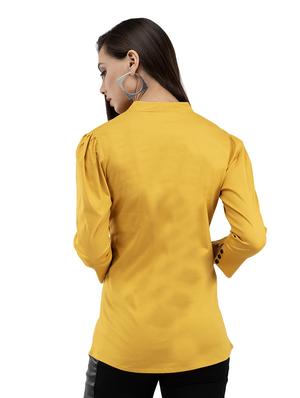 mandarin neck solid shirt - 16249916 - Standard Image - 3
