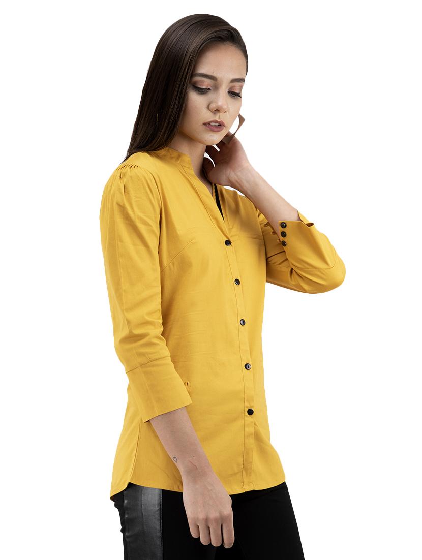 mandarin neck solid shirt - 16249916 - Zoom Image - 2