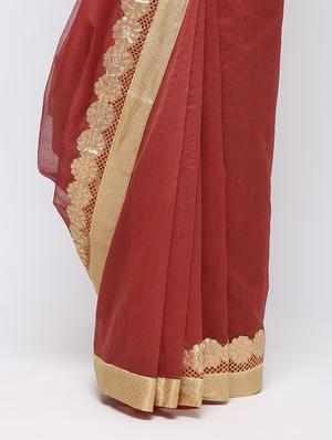 patchwork gota patti saree with blouse - 16249969 - Standard Image - 3