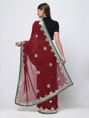 maroon georgette gota patti saree with blouse - 16250010 - Standard Image - 2