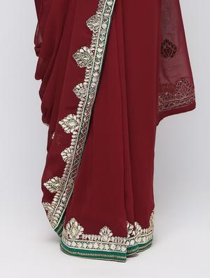 maroon georgette gota patti saree with blouse - 16250010 - Standard Image - 3