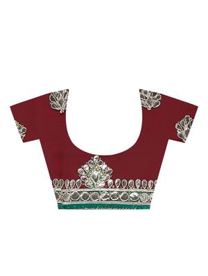 maroon georgette gota patti saree with blouse - 16250010 - Standard Image - 4