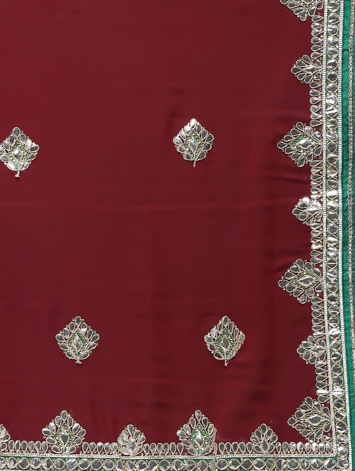 maroon georgette gota patti saree with blouse - 16250010 - Zoom Image - 5