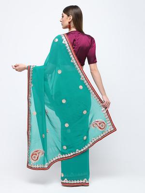 lace border gota patti saree with blouse - 16250012 - Standard Image - 2