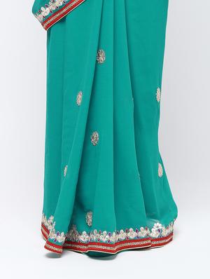 lace border gota patti saree with blouse - 16250012 - Standard Image - 3