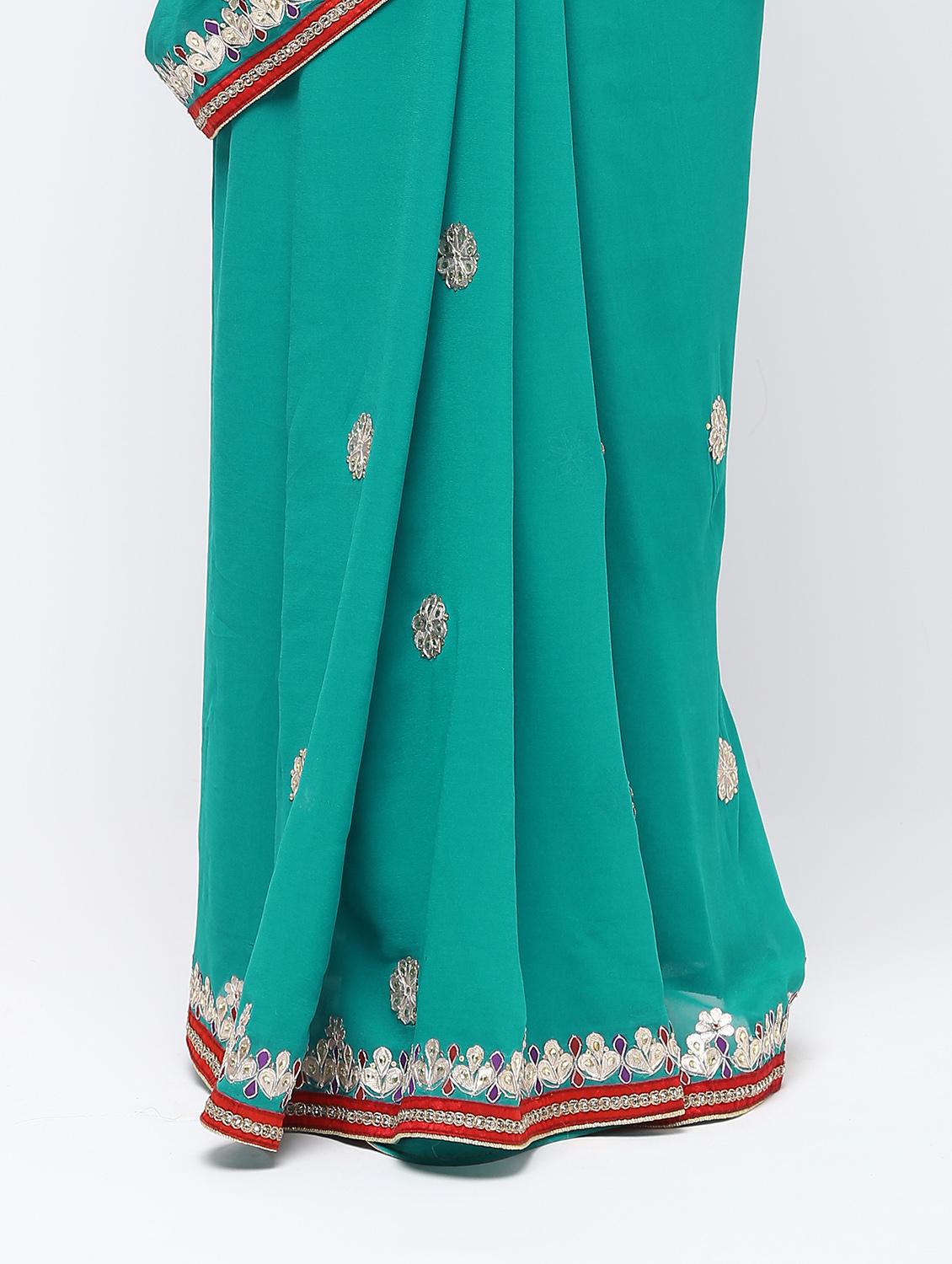 lace border gota patti saree with blouse - 16250012 - Zoom Image - 3