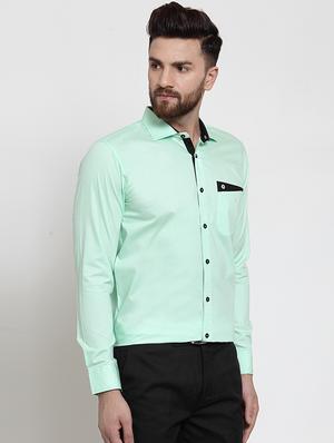 green solid casual shirt - 16250027 - Standard Image - 2