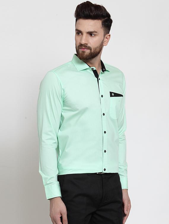green solid casual shirt - 16250027 - Zoom Image - 2
