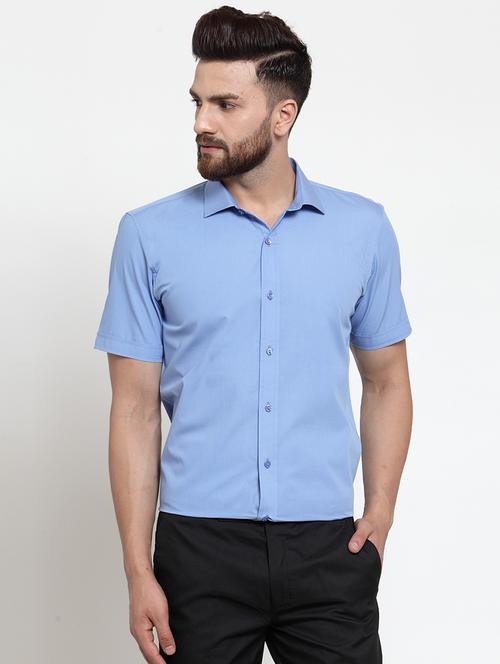 blue solid casual shirt - 16250067 - Standard Image - 1