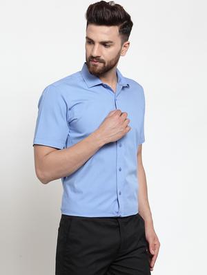 blue solid casual shirt - 16250067 - Standard Image - 2