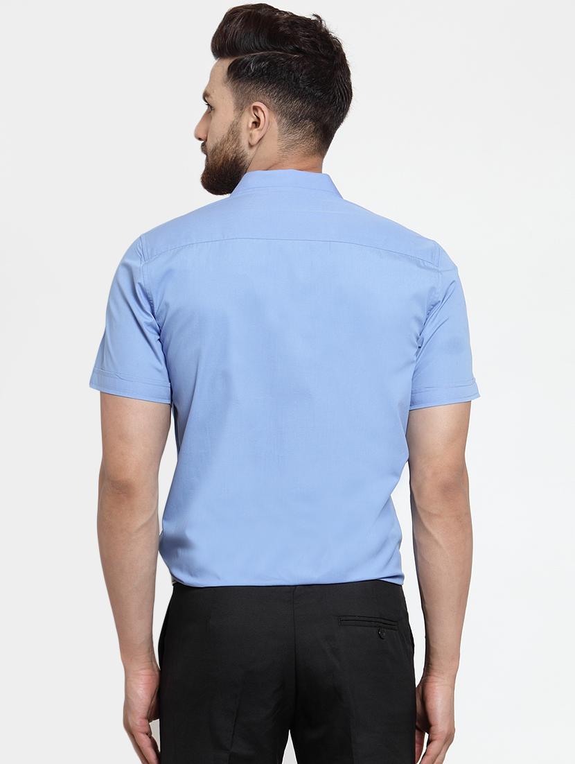 blue solid casual shirt - 16250067 - Zoom Image - 3