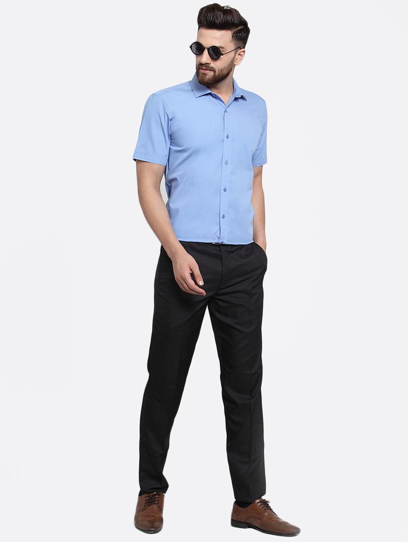 blue solid casual shirt - 16250067 - Zoom Image - 4
