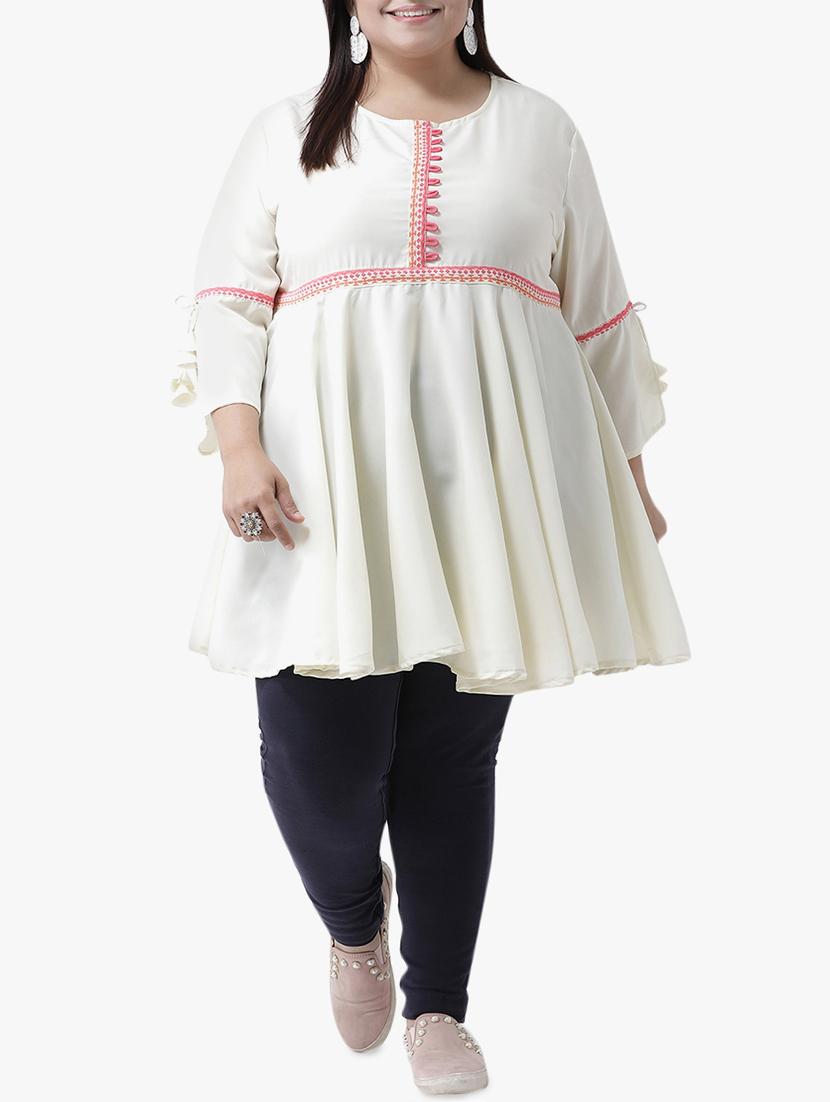solid flared kurta - 16250233 - Zoom Image - 1