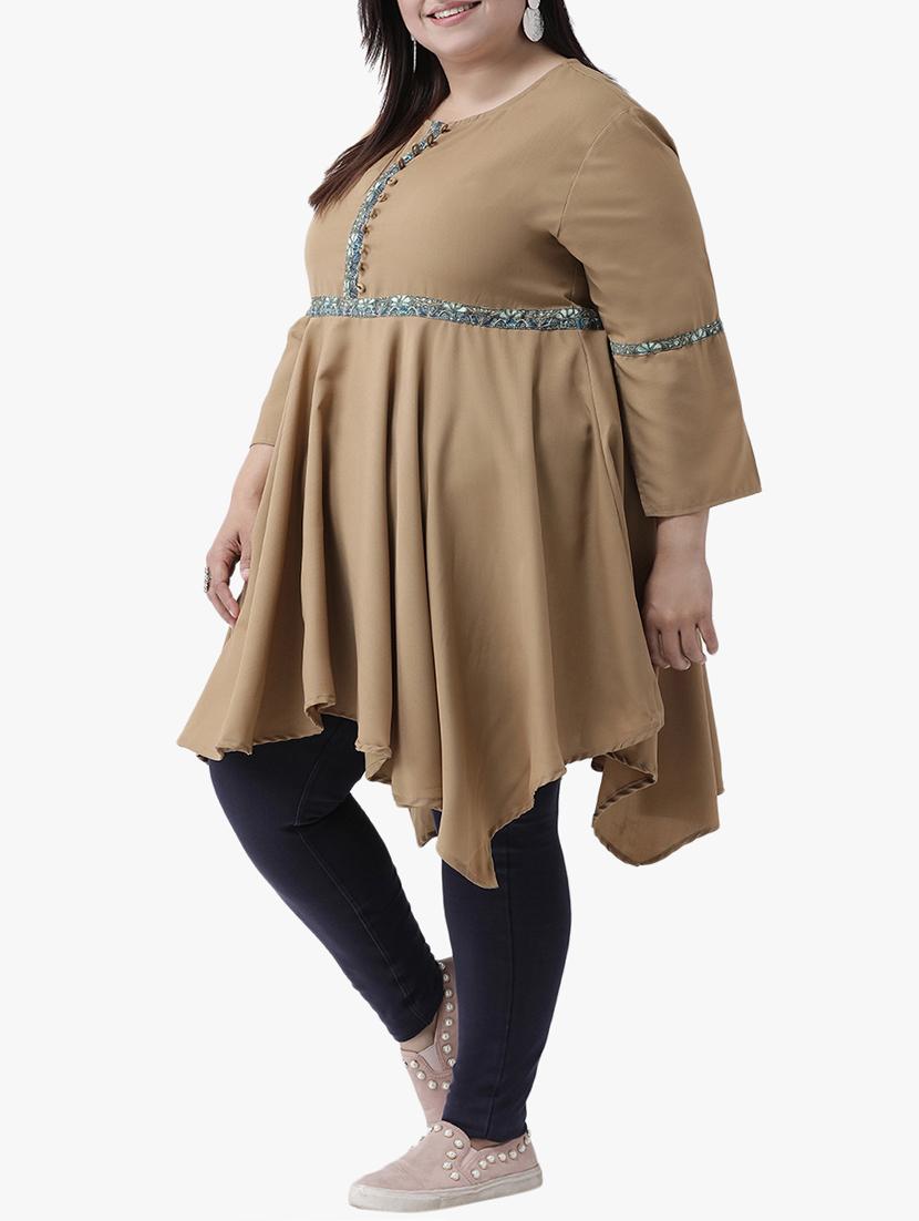 solid asymmetric kurta - 16250234 - Zoom Image - 2