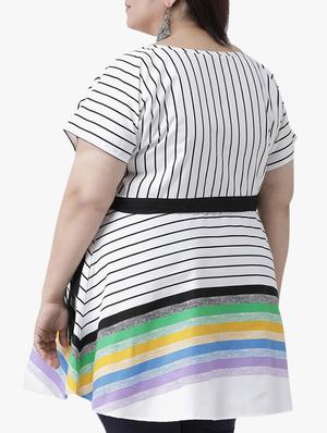 tie knot striped plus tunic - 16250239 - Standard Image - 3