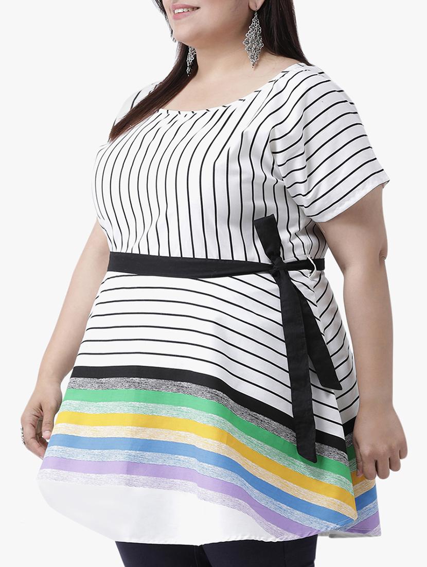 tie knot striped plus tunic - 16250239 - Zoom Image - 2
