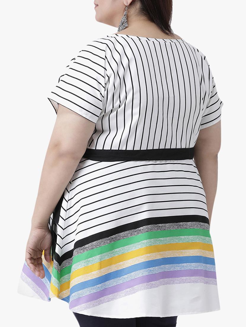tie knot striped plus tunic - 16250239 - Zoom Image - 3