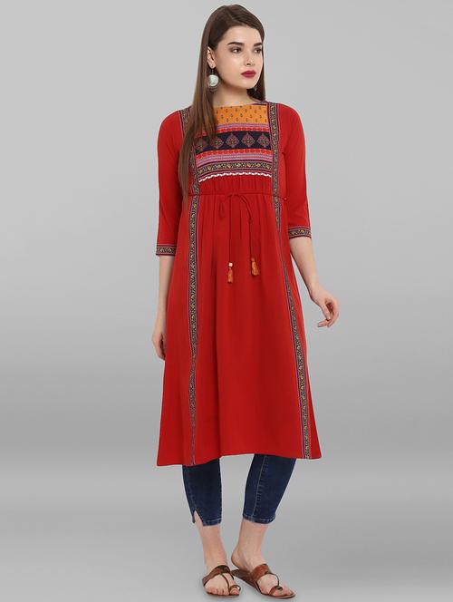 floral printed a-line kurta - 16250361 - Standard Image - 1