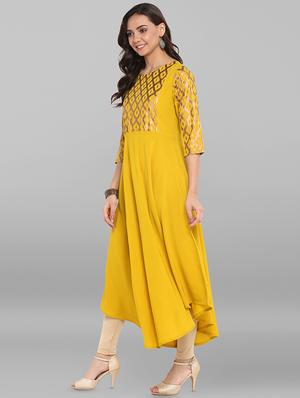 foil printed flared kurta - 16250379 - Standard Image - 2