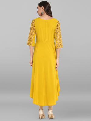 foil printed flared kurta - 16250379 - Standard Image - 3