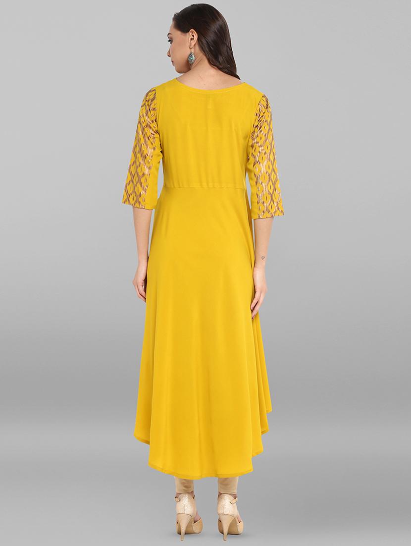 foil printed flared kurta - 16250379 - Zoom Image - 3