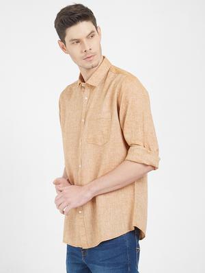 brown cotton casual shirt - 16251277 - Standard Image - 2