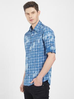 blue checkered casual shirt - 16251285 - Standard Image - 2