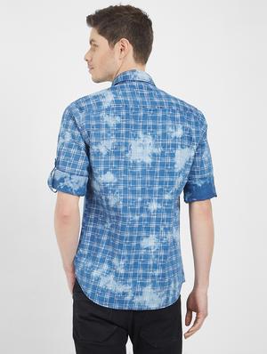 blue checkered casual shirt - 16251285 - Standard Image - 3