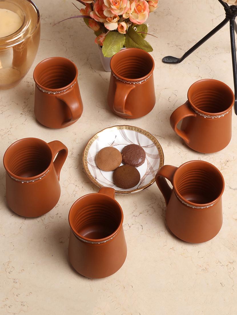 unravel india earthern print ceramic tea/coffee mug (set of 6) - 16251684 - Zoom Image - 1