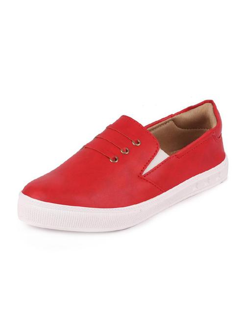 red pu slip on casual shoes - 16251747 - Standard Image - 1