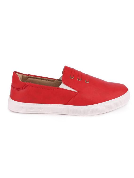 red pu slip on casual shoes - 16251747 - Zoom Image - 2
