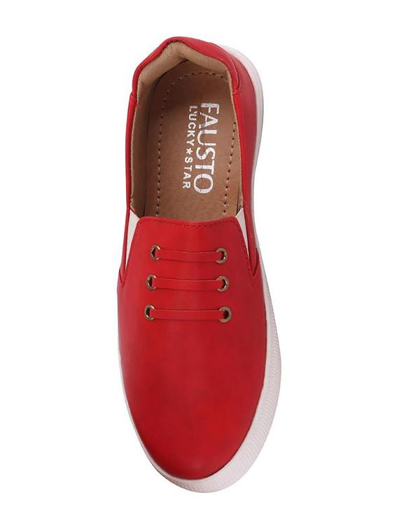 red pu slip on casual shoes - 16251747 - Zoom Image - 4