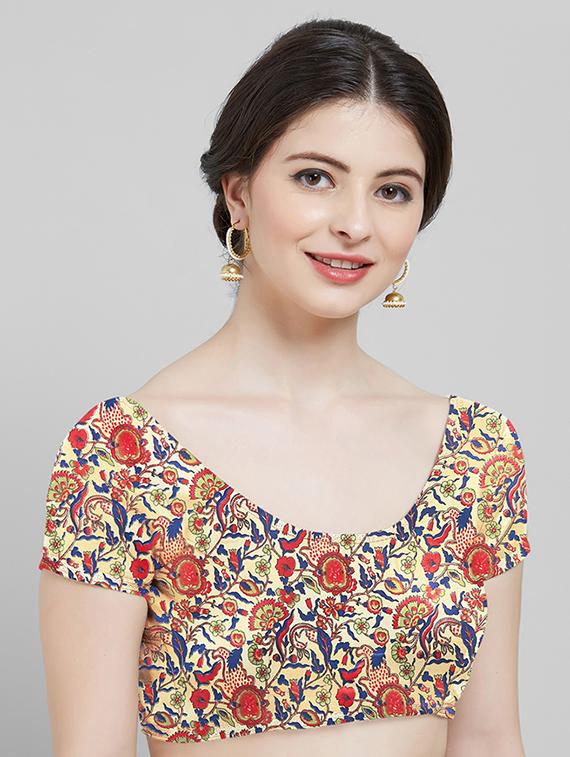 kalamkari printed saree with blouse - 16251955 - Zoom Image - 3
