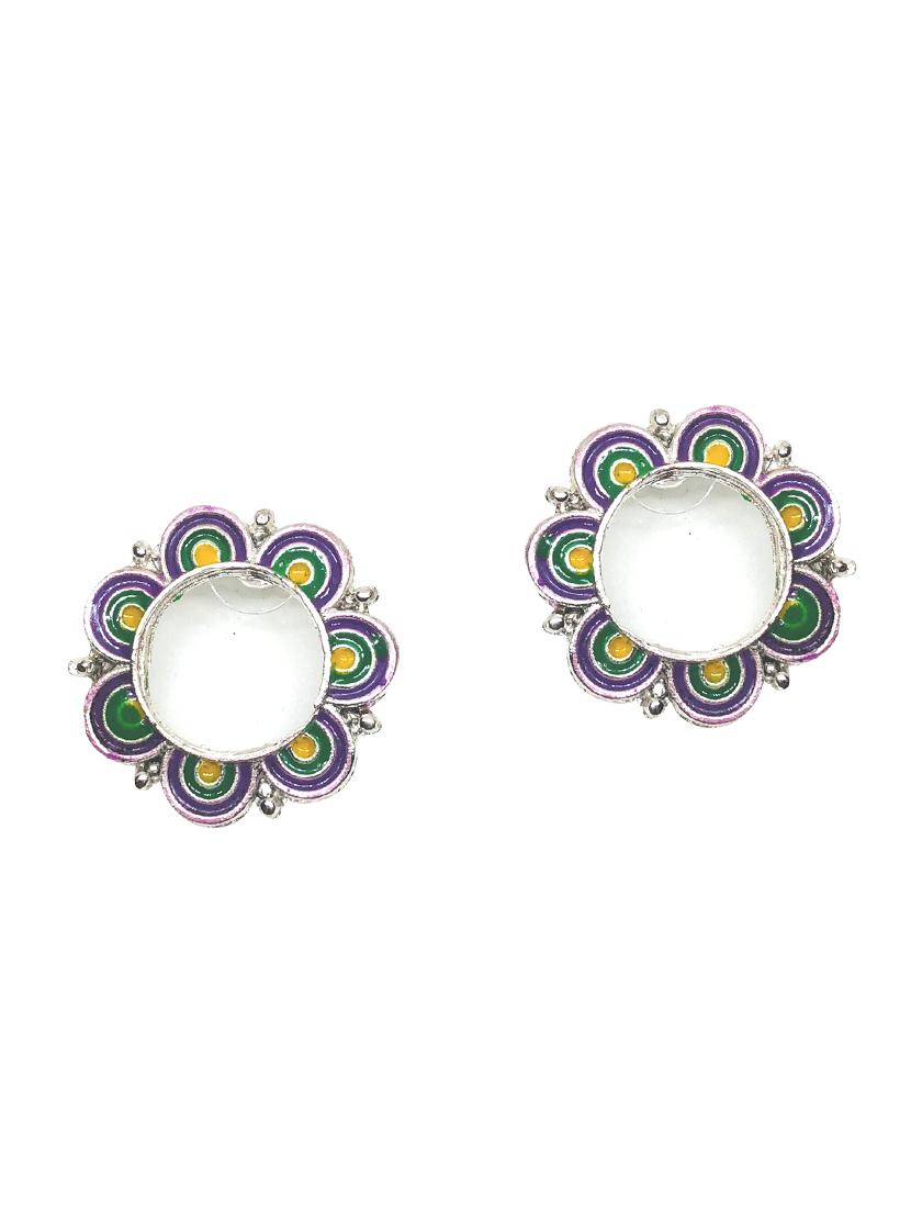 purple metal studs earring - 16252338 - Zoom Image - 1