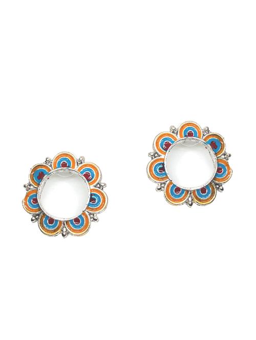 yellow metal studs earring - 16252340 - Standard Image - 1