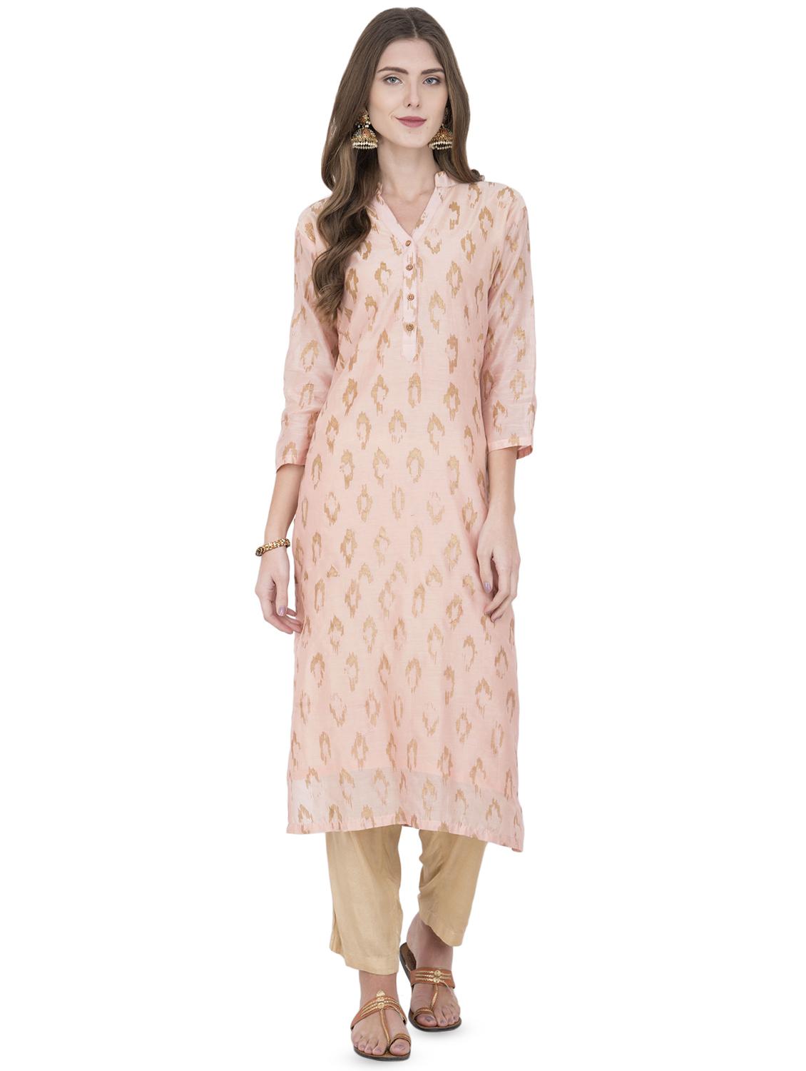 foil printed straight kurta - 16252377 - Zoom Image - 1