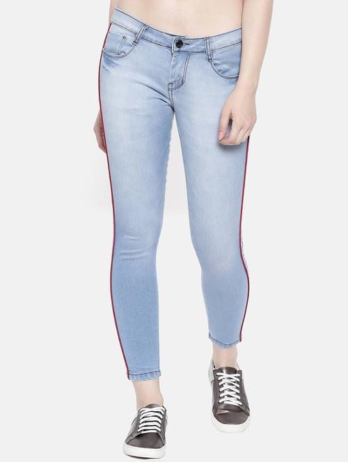 side taped stone washed jeans - 16252558 - Standard Image - 1